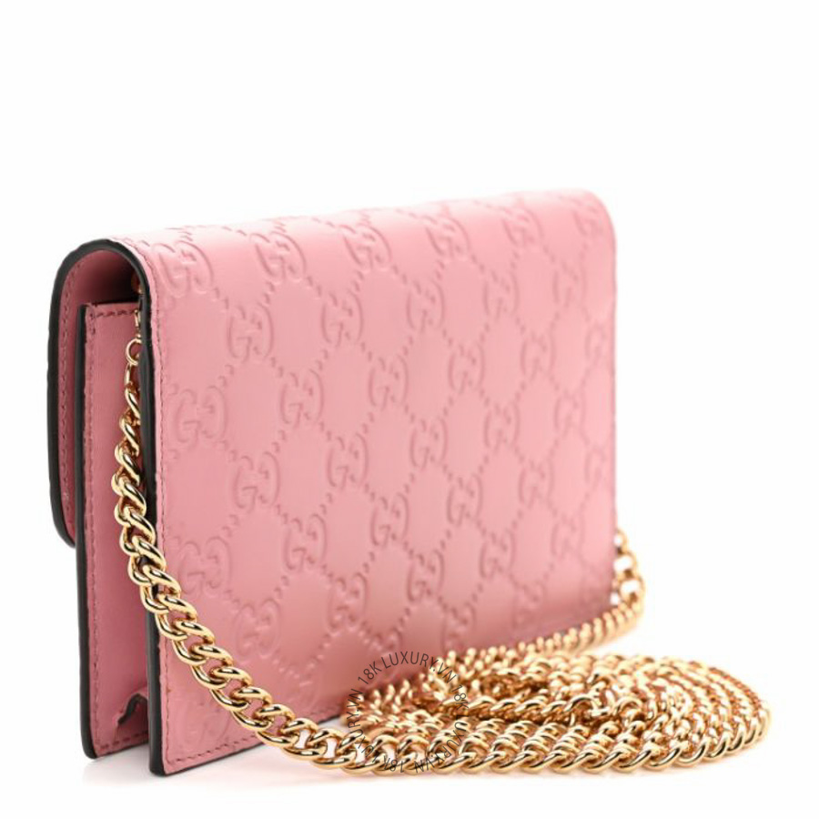 Túi đeo chéo Gucci Guccissima Icon Chain Wallet Carmine Rose NFPG588