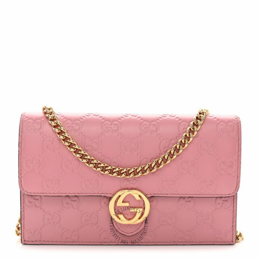 Túi đeo chéo Gucci Guccissima Icon Chain Wallet Carmine Rose NFPG588