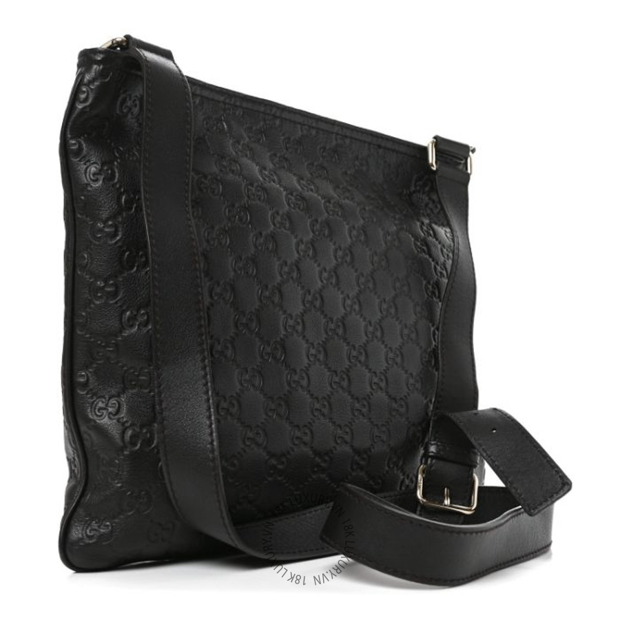 Túi Đeo Chéo Gucci Guccissima Medium Flat Messenger Bag Black GDCB179