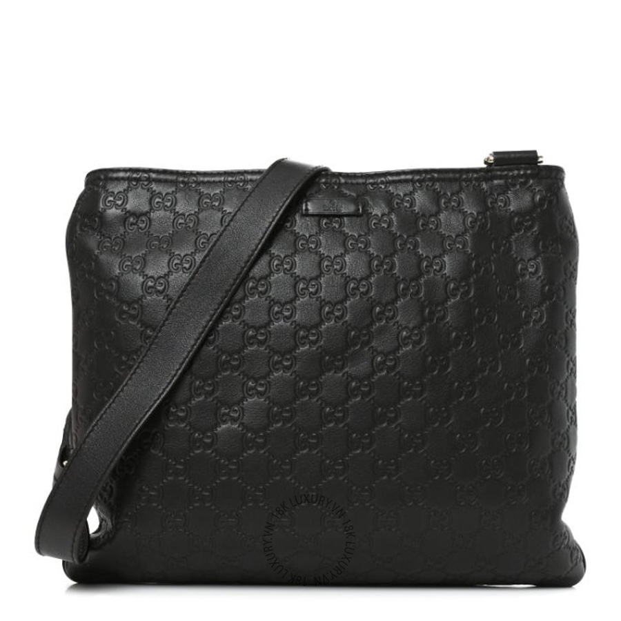 Túi Đeo Chéo Gucci Guccissima Medium Flat Messenger Bag Black GDCB179