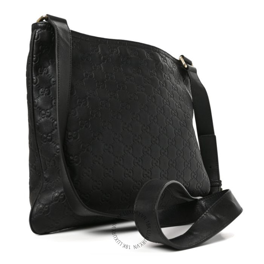 Túi Đeo Chéo Gucci Guccissima Medium Flat Messenger Bag Black GDCB514