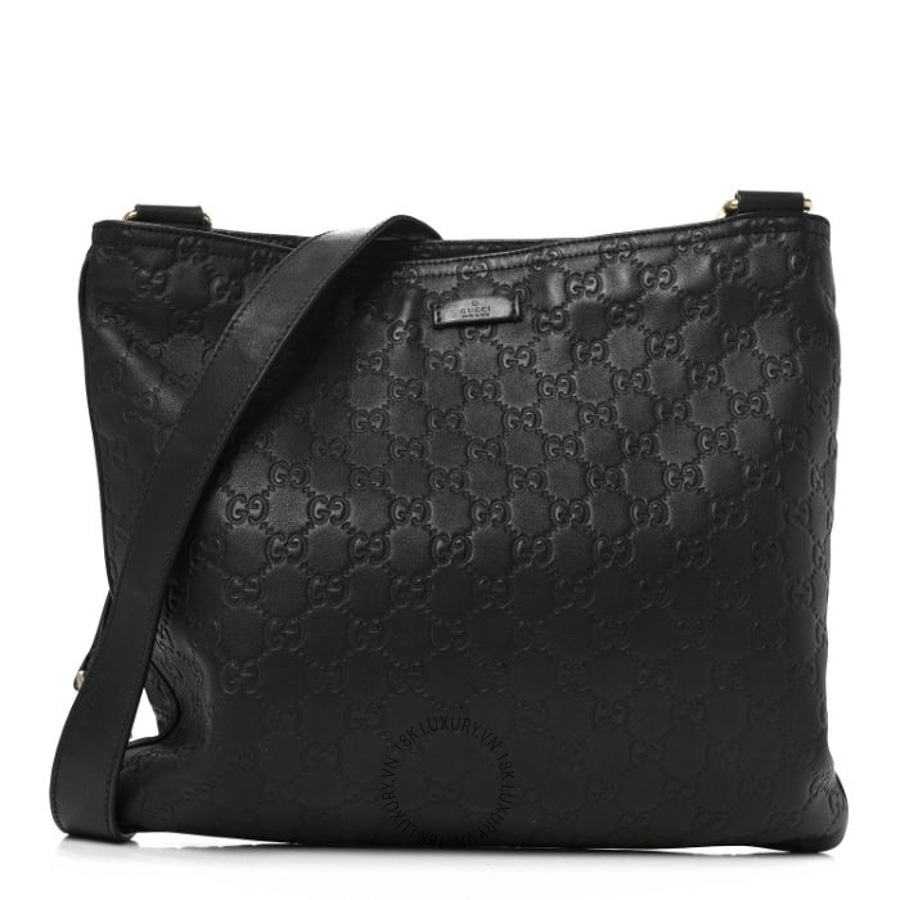 Túi Đeo Chéo Gucci Guccissima Medium Flat Messenger Bag Black GDCB514