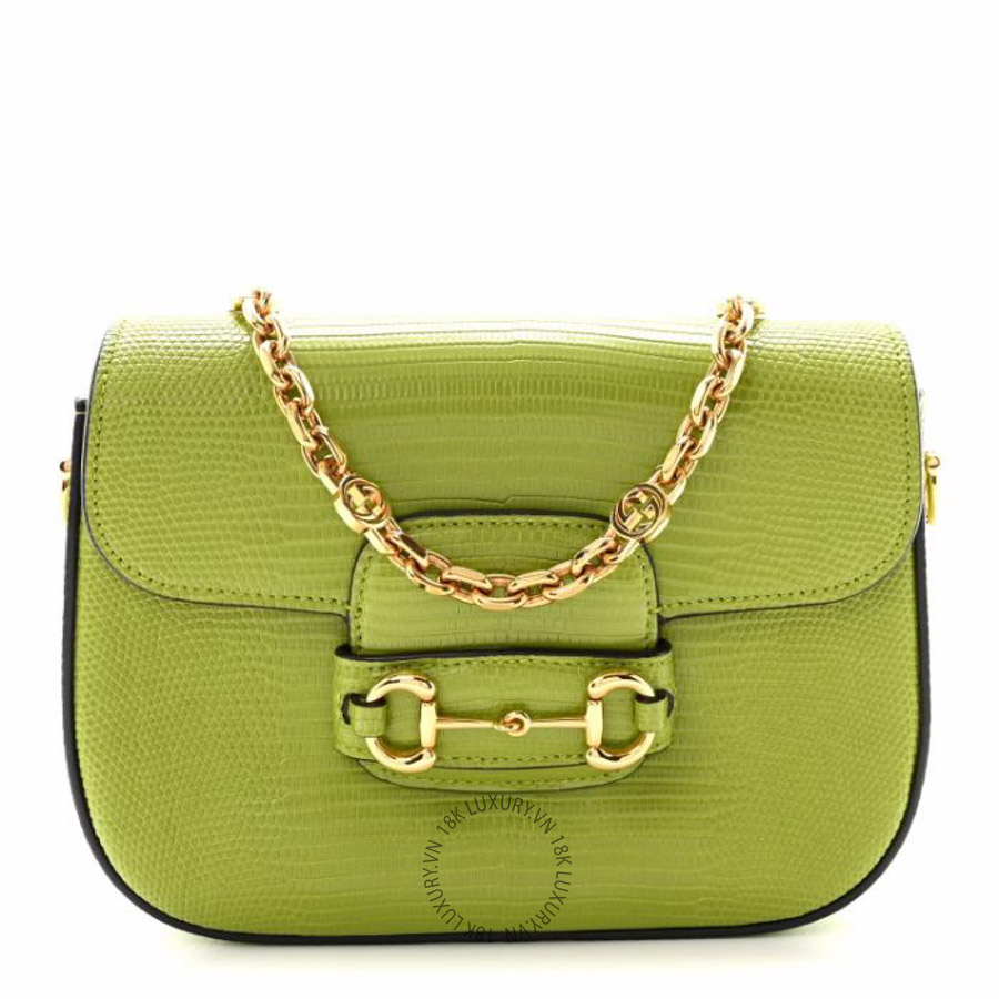 Túi đeo chéo Gucci Lizard Mini Horsebit 1955 Shoulder Bag Green NFPG645