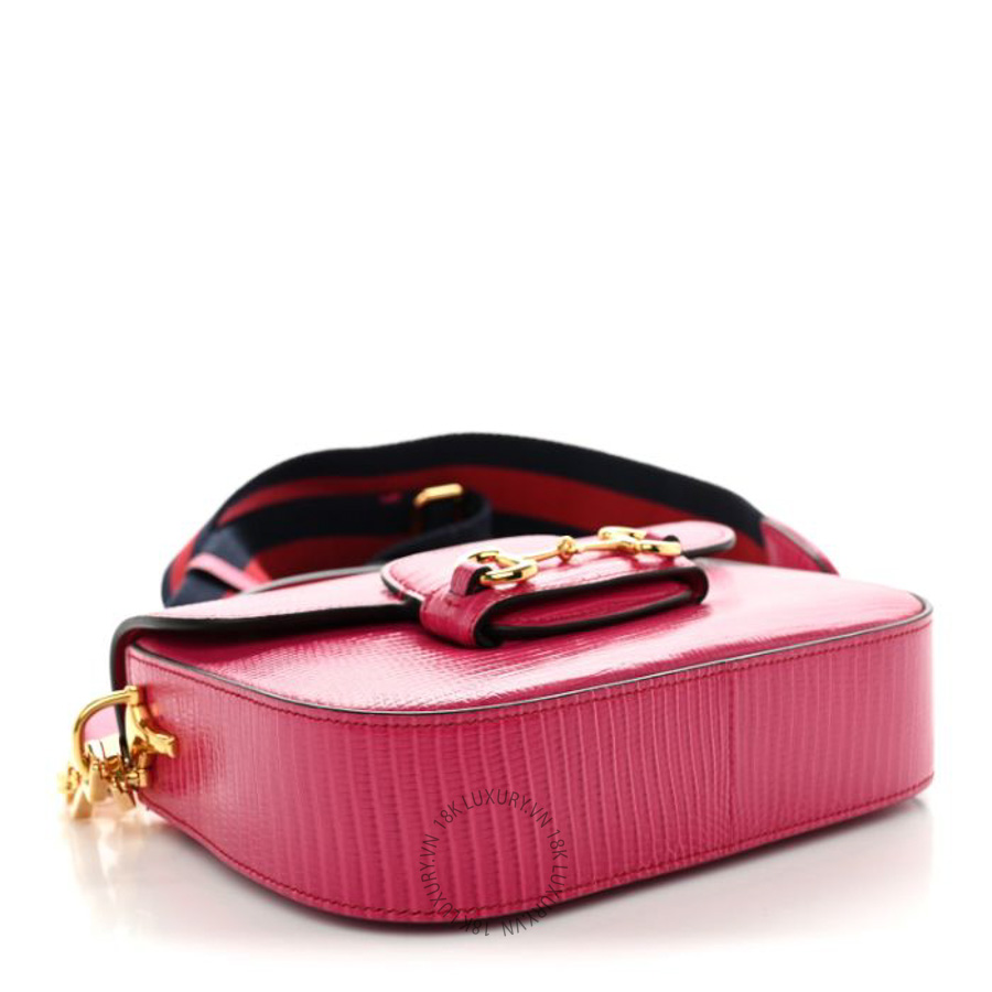 Túi đeo chéo Gucci Lizard Web Mini Horsebit 1955 Shoulder Bag Pink GGC583 8 Túi đeo chéo Gucci Lizard Web Mini Horsebit 1955 Shoulder Bag Pink GGC583