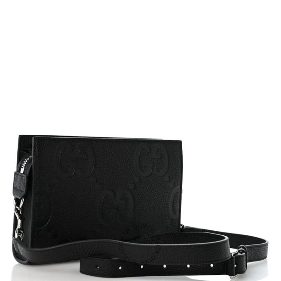 Túi Đeo Chéo Gucci Monogram Jumbo GG Textured Dollar Calfskin Crossbody Bag Black GDCB045