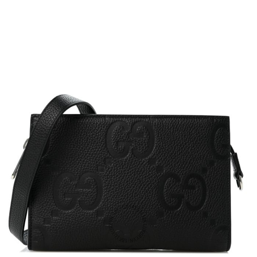 Túi Đeo Chéo Gucci Monogram Jumbo GG Textured Dollar Calfskin Crossbody Bag Black GDCB045