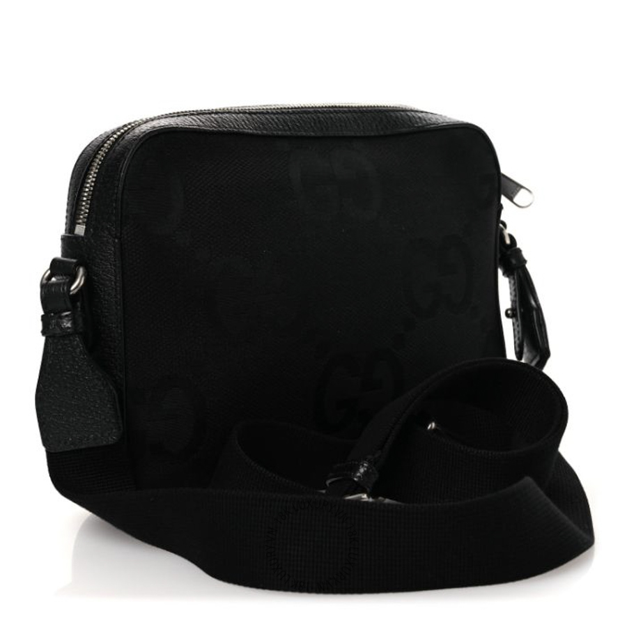 Túi Đeo Chéo Gucci Monogram Jumbo GG Textured Dollar Calfskin Web Messenger Shoulder Bag Black GDCB106