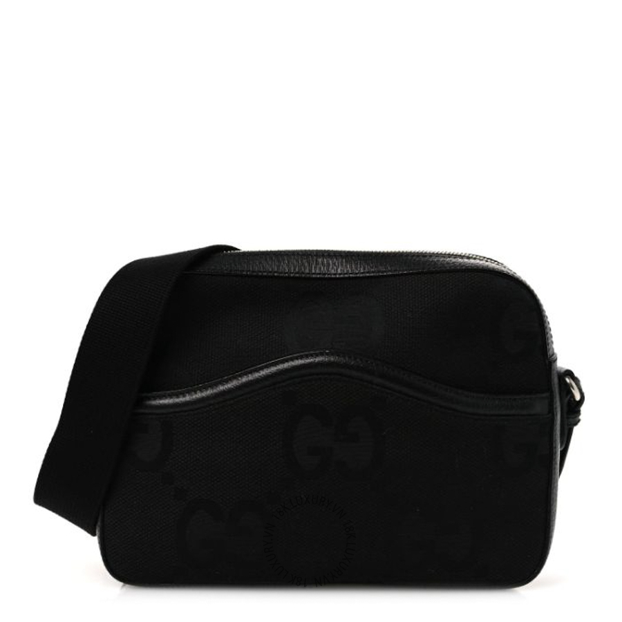 Túi Đeo Chéo Gucci Monogram Jumbo GG Textured Dollar Calfskin Web Messenger Shoulder Bag Black GDCB106