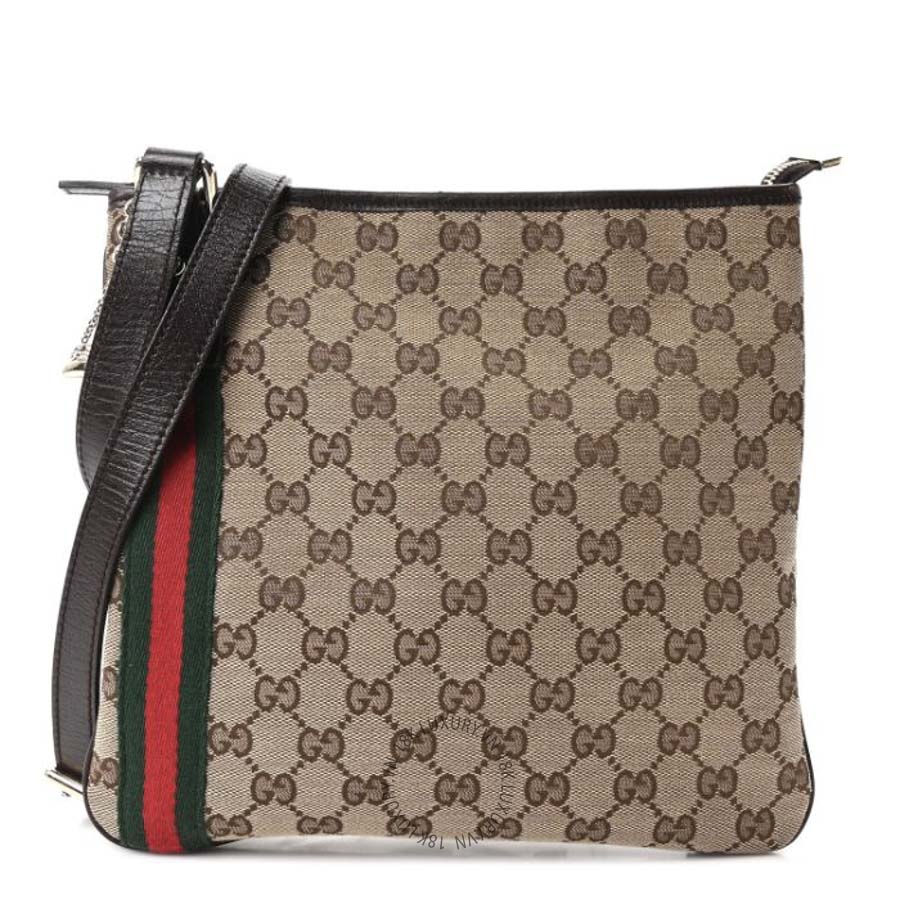Túi Đeo Chéo Gucci Monogram Web Jolicoeur Charms Messenger Dark Brown GDCB421