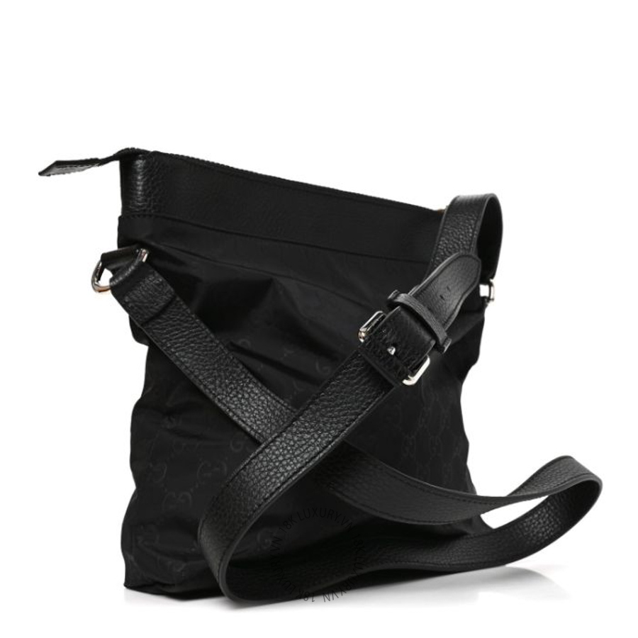Túi đeo chéo Gucci Nylon Monogram Dollar Calfskin Flat Messenger Bag Black GGC199