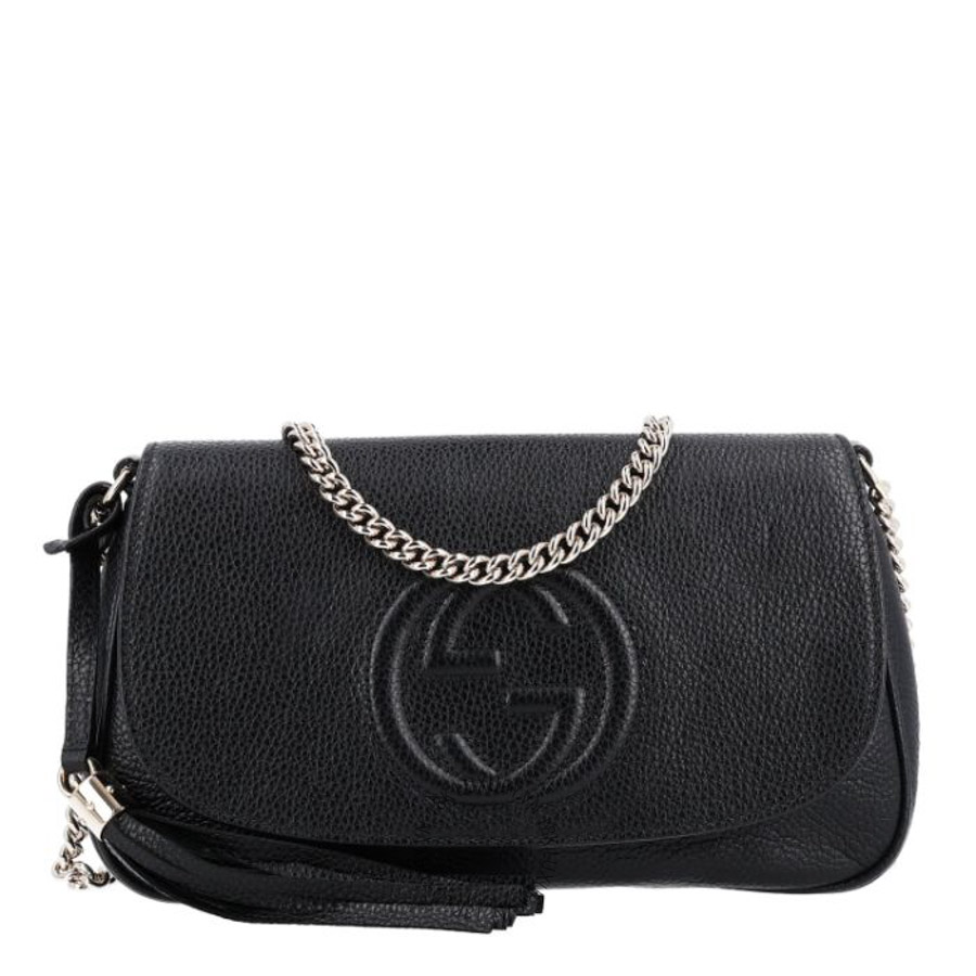 Túi đeo chéo Gucci Pebbled Calfskin Medium Soho Flap Crossbody Black GGC687