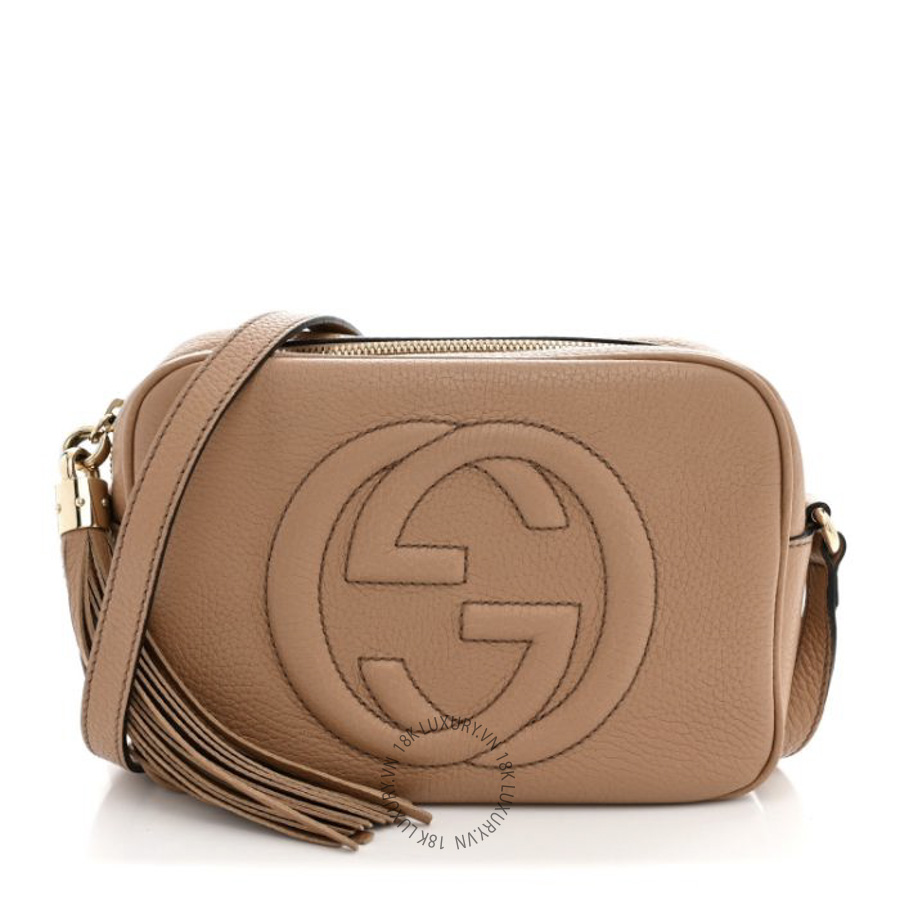 Túi Đeo Chéo Gucci Pebbled Calfskin Small Soho Disco Bag Camelia GDCB434