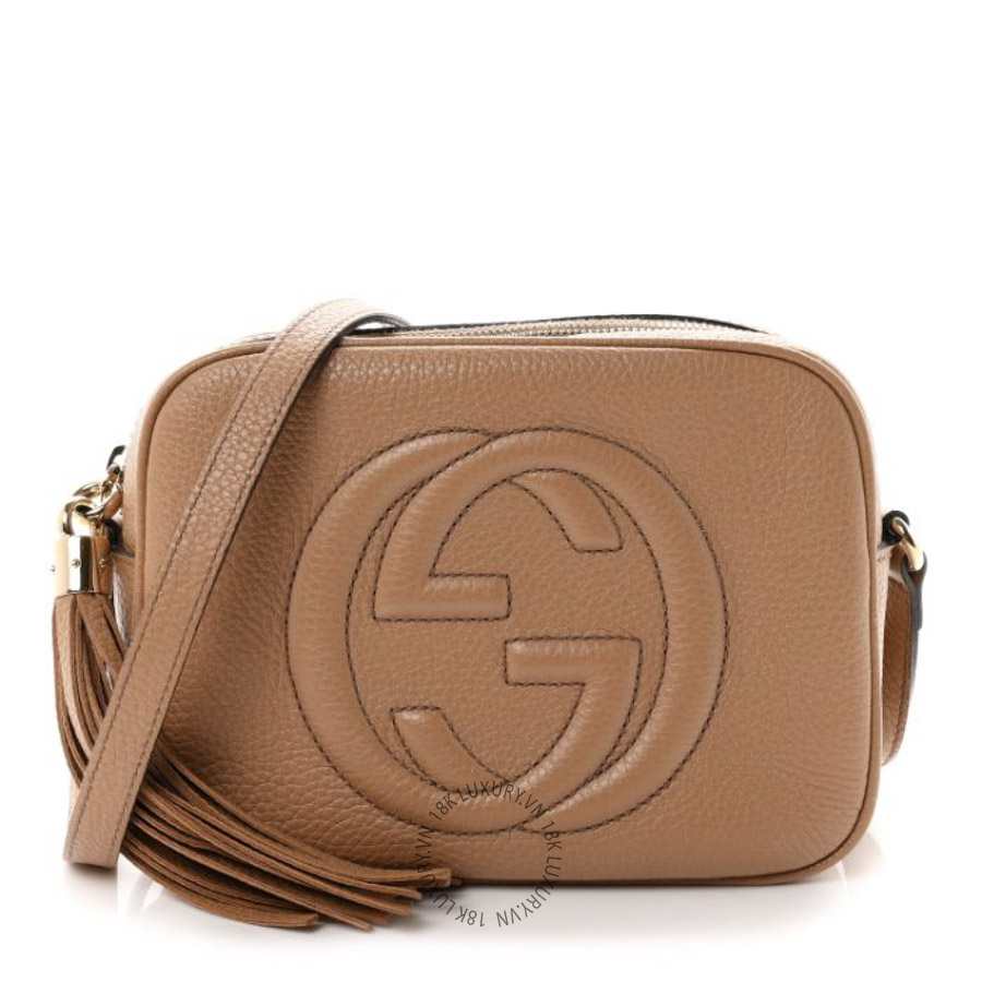 Túi Đeo Chéo Gucci Pebbled Calfskin Small Soho Disco Bag Camelia GDCB444