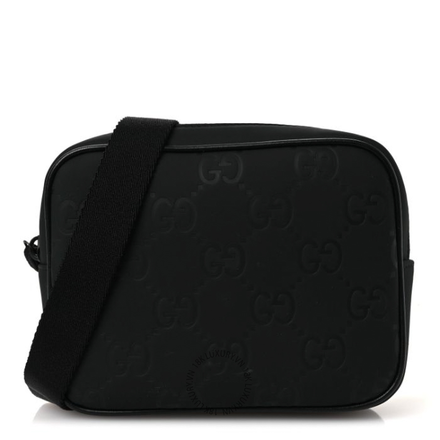 Túi Đeo Chéo Gucci Rubber Effect Monogram GG Crossbody Bag Black GDCB427