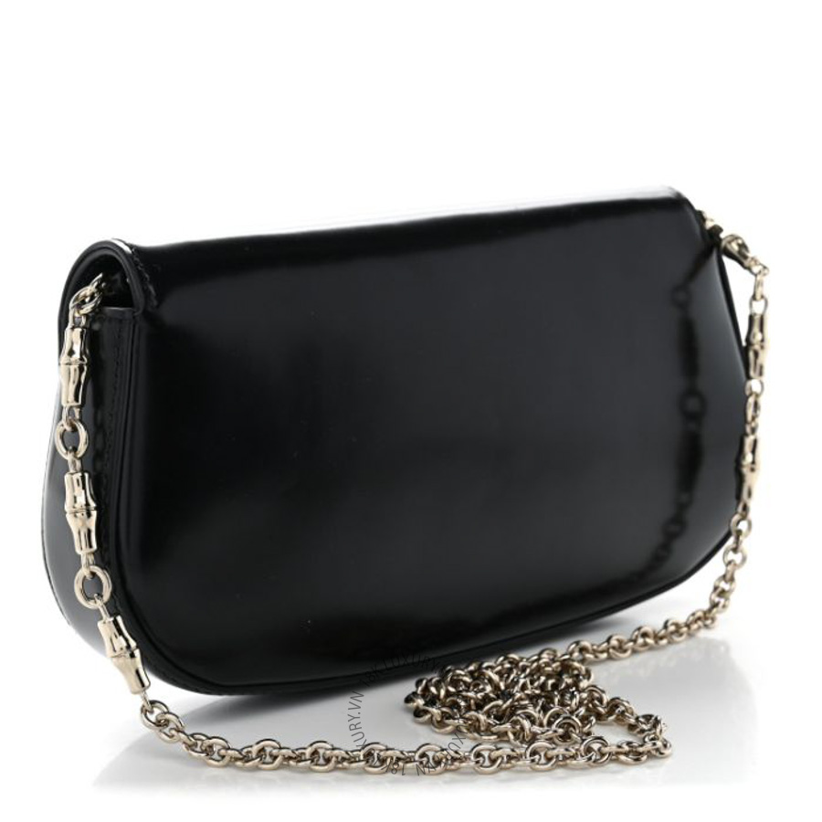Túi đeo chéo Gucci Shiny Calfskin Small Bamboo Night Bag Black GGC729