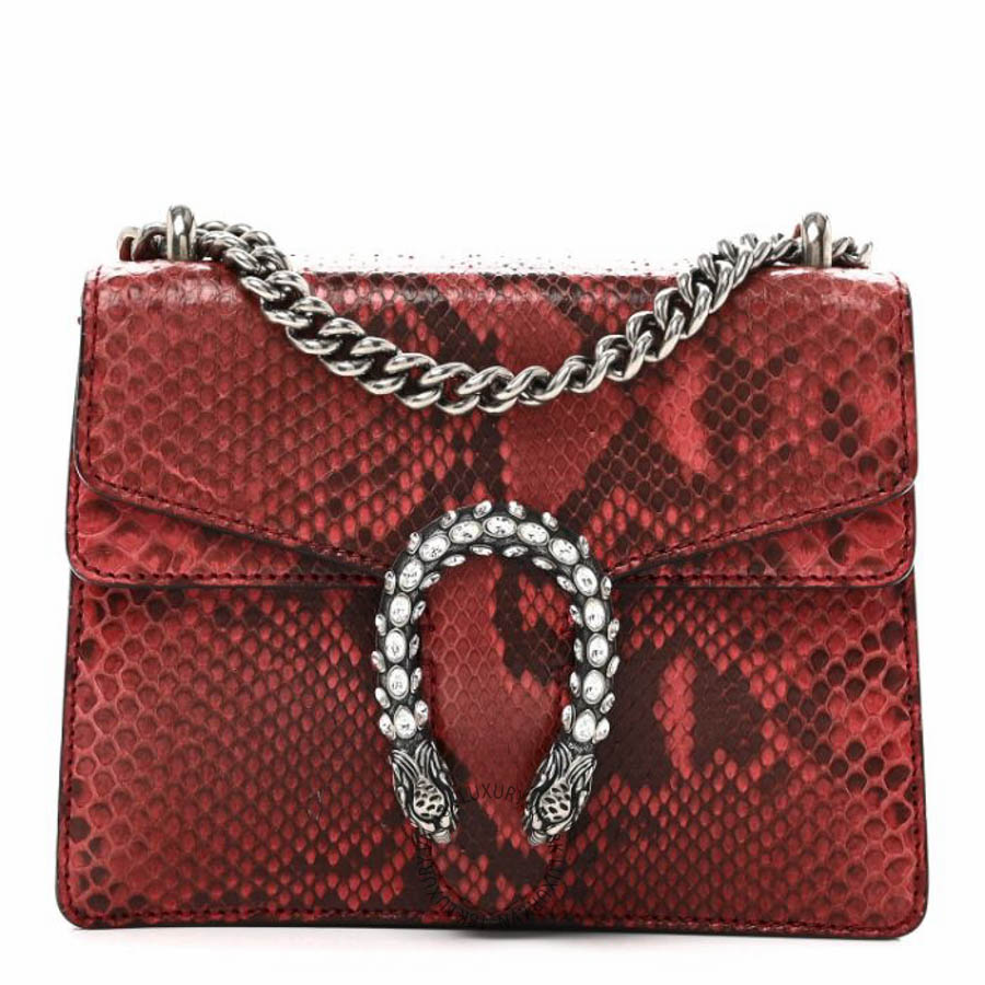 Túi đeo chéo Gucci Snakeskin Mini Dionysus Shoulder Bag Red NFPG717