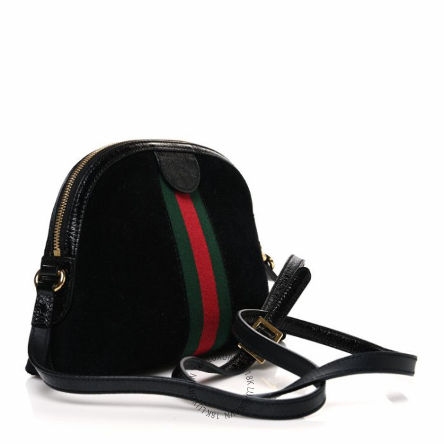 Túi đeo chéo Gucci Suede Patent Web GG Small Ophidia Dome Shoulder Bag Black NFPG304