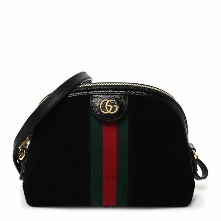 Túi đeo chéo Gucci Suede Patent Web GG Small Ophidia Dome Shoulder Bag Black NFPG486
