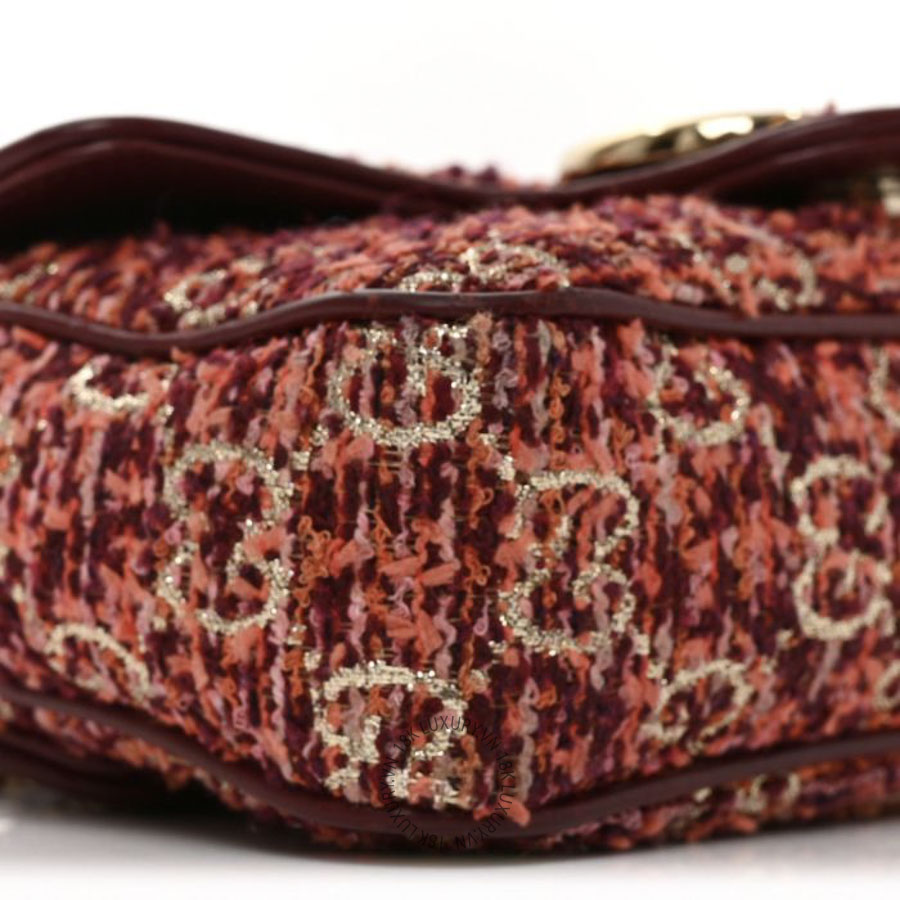 Túi Đeo Chéo Gucci Tweed GG Monogram Mini GG Marmont Shoulder Bag Pink Red GDCB166 19 Túi Đeo Chéo Gucci Tweed GG Monogram Mini GG Marmont Shoulder Bag Pink Red GDCB166