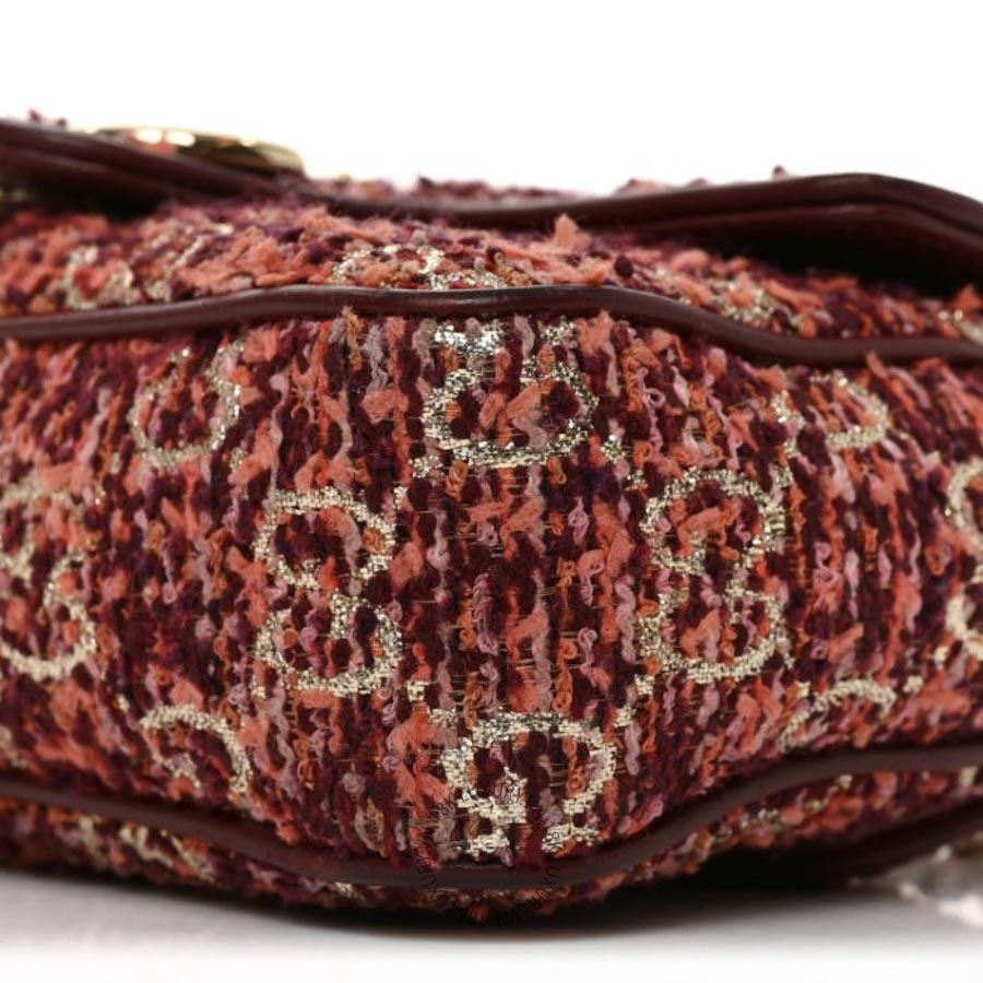 Túi Đeo Chéo Gucci Tweed GG Monogram Mini GG Marmont Shoulder Bag Pink Red GDCB166 20 Túi Đeo Chéo Gucci Tweed GG Monogram Mini GG Marmont Shoulder Bag Pink Red GDCB166