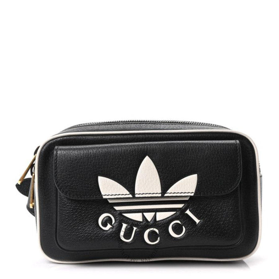 Túi đeo chéo Gucci X ADIDAS Textured Dollar Calfskin Belt Bag Black GGC291