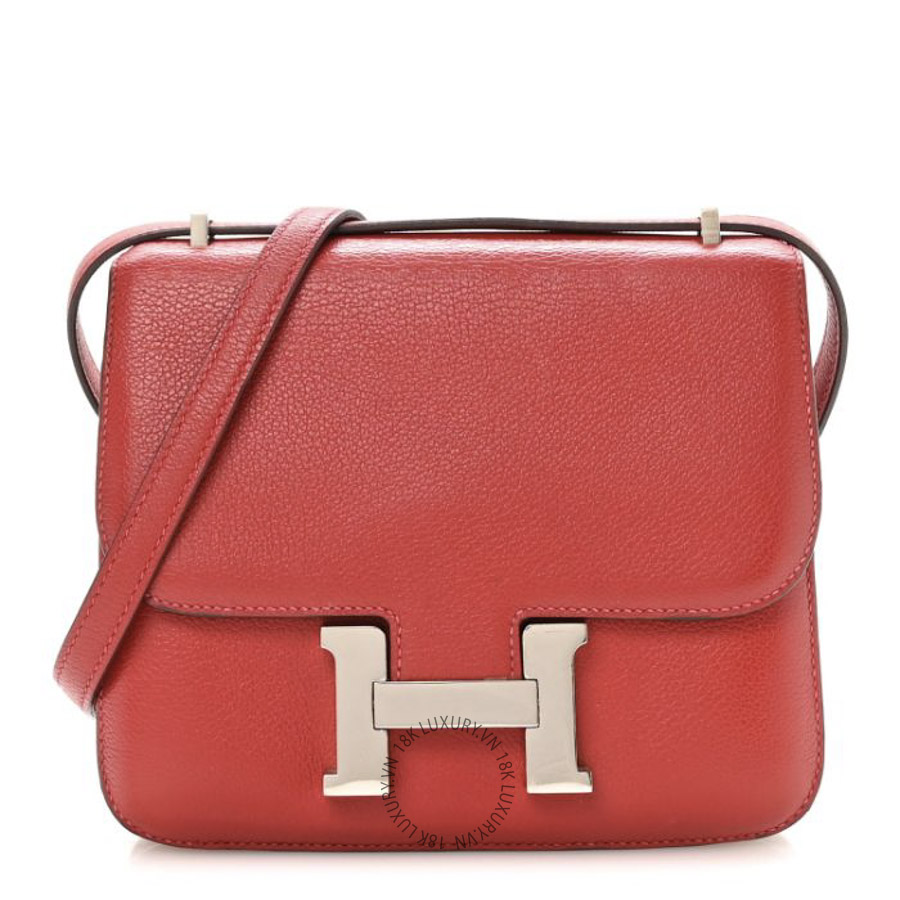 Túi Đeo Chéo Hermes Chevre Mysore Constance 18 Rouge Piment TMH413