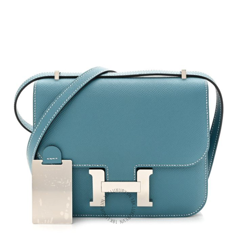 Túi đeo chéo Hermes Epsom Constance 18 New Blue Jean FPTH239