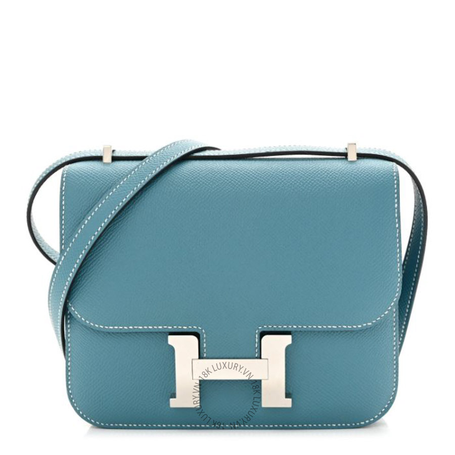 Túi đeo chéo Hermes Epsom Constance 18 New Blue Jean FPTH239