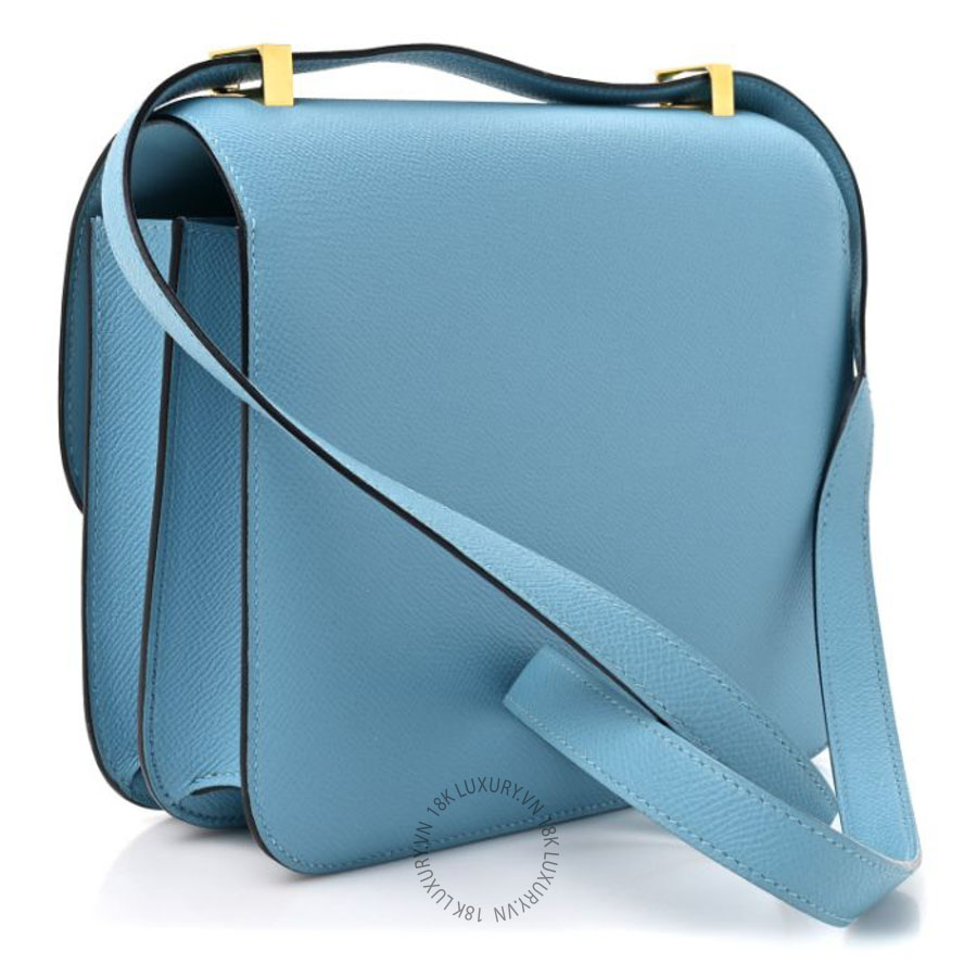 Túi đeo chéo Hermes Epsom Constance 24 Bleu Du Nord FPTH342