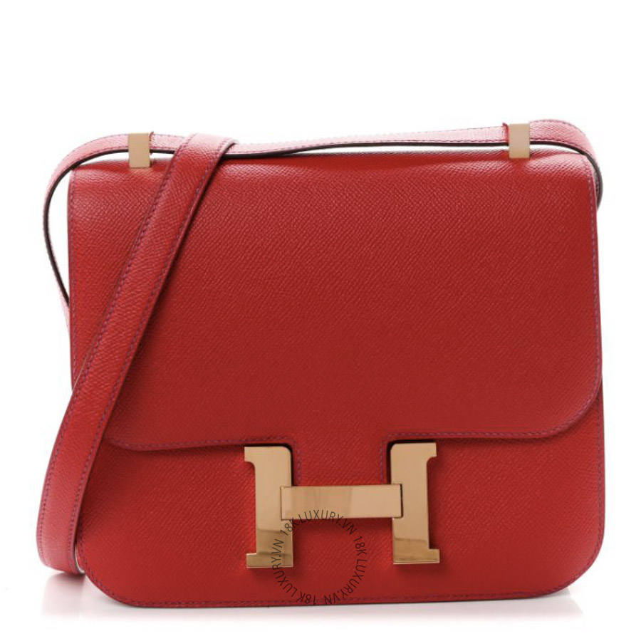 Túi Đeo Chéo Hermes Epsom Horseshoe Verso Constance 24 Rouge Casaque Anemone TMH049