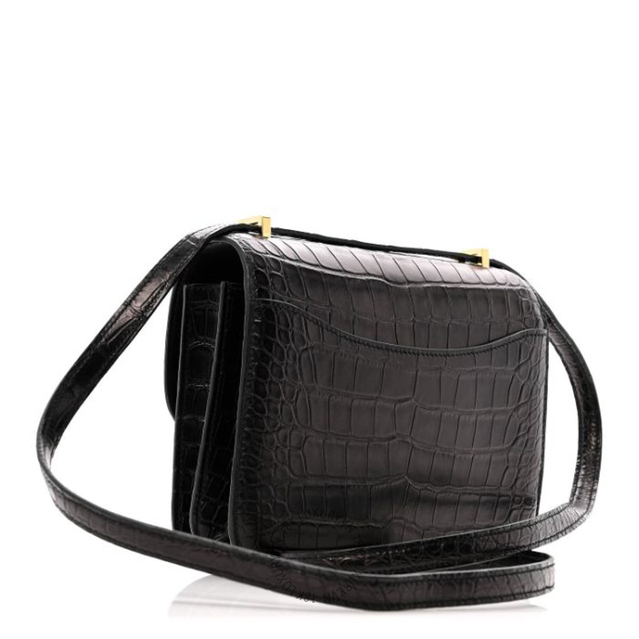 Túi đeo chéo Hermes Matte Alligator Constance 18 Black FPTH066