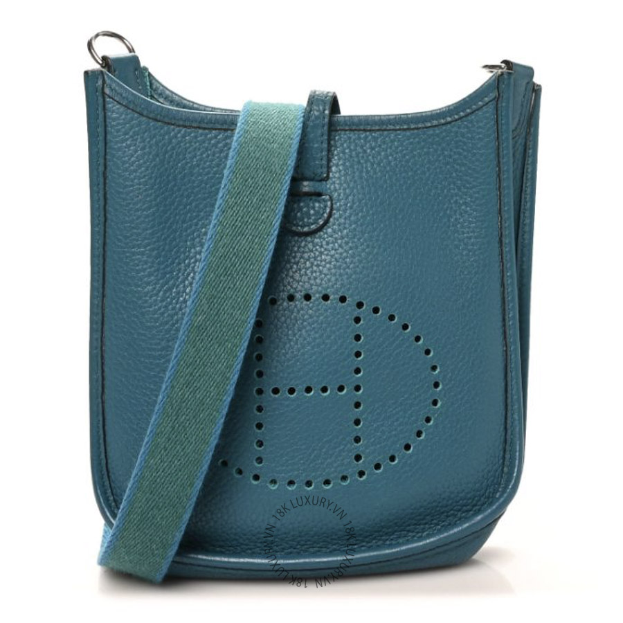 Túi Đeo Chéo Hermes Taurillon Clemence Amazone Evelyne TPM Bleu Izmir Malachite TMH427