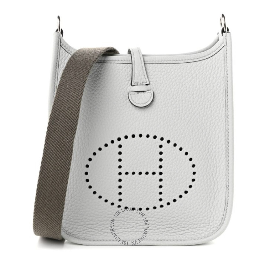 Túi Đeo Chéo Hermes Taurillon Clemence Amazone Evelyne TPM Bleu Pale Gris Etain TMH377