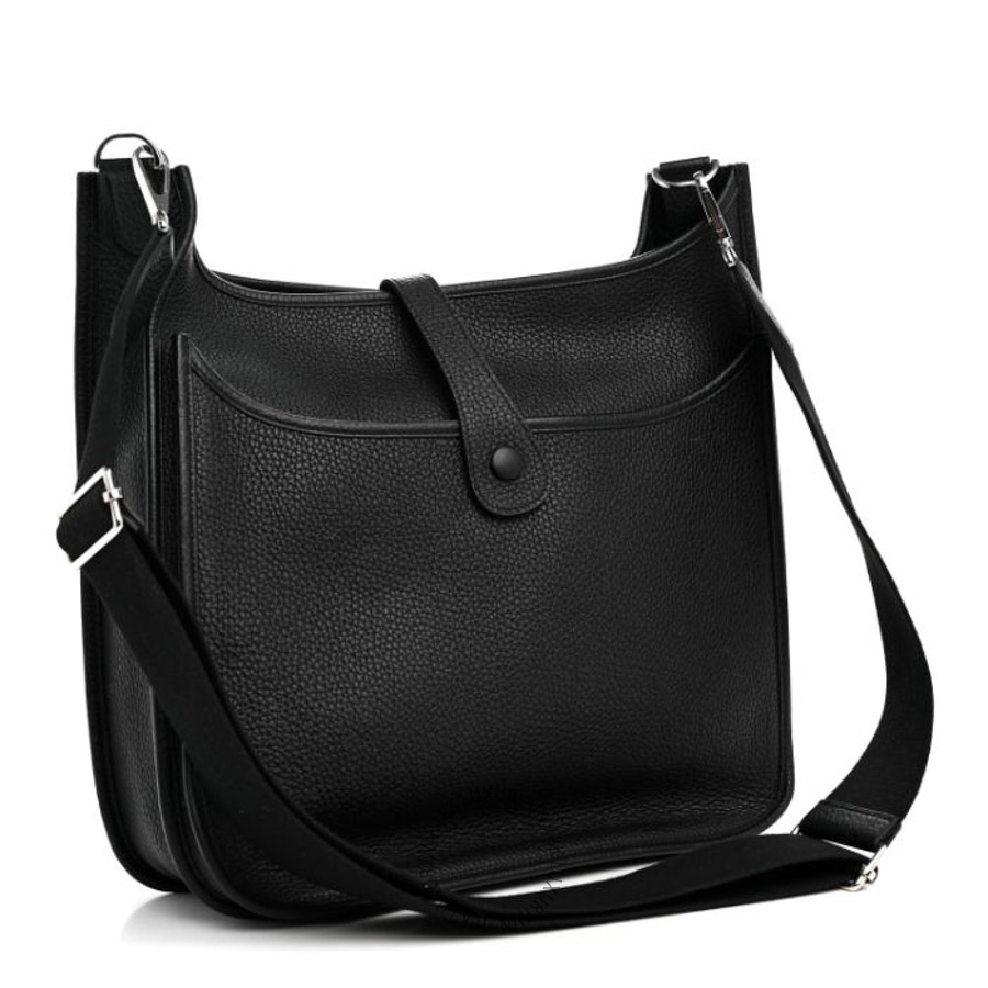 Túi đeo chéo Hermes Taurillon Clemence Evelyne III GM Black HMT026