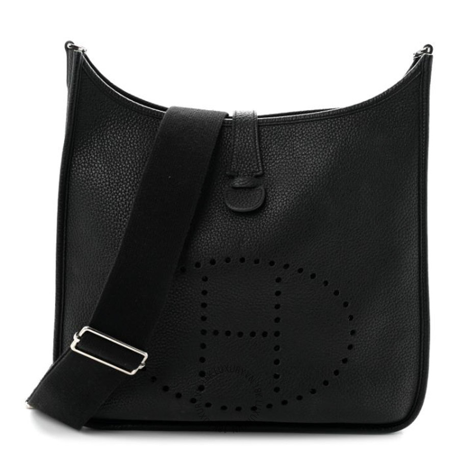 Túi đeo chéo Hermes Taurillon Clemence Evelyne III GM Black HMT134