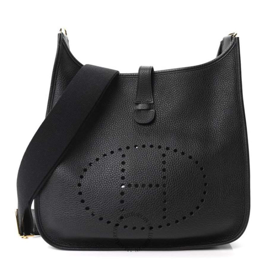 Túi Đeo Chéo Hermes Taurillon Clemence EVELYNE III GM Black TMH385