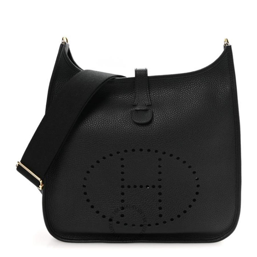 Túi Đeo Chéo Hermes Taurillon Clemence Evelyne III GM Black TMH476