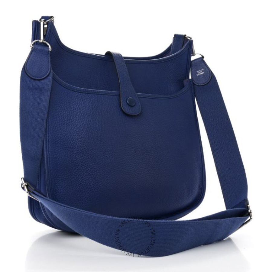 Túi Đeo Chéo Hermes Taurillon Clemence EVELYNE III GM Bleu Electrique TMH220