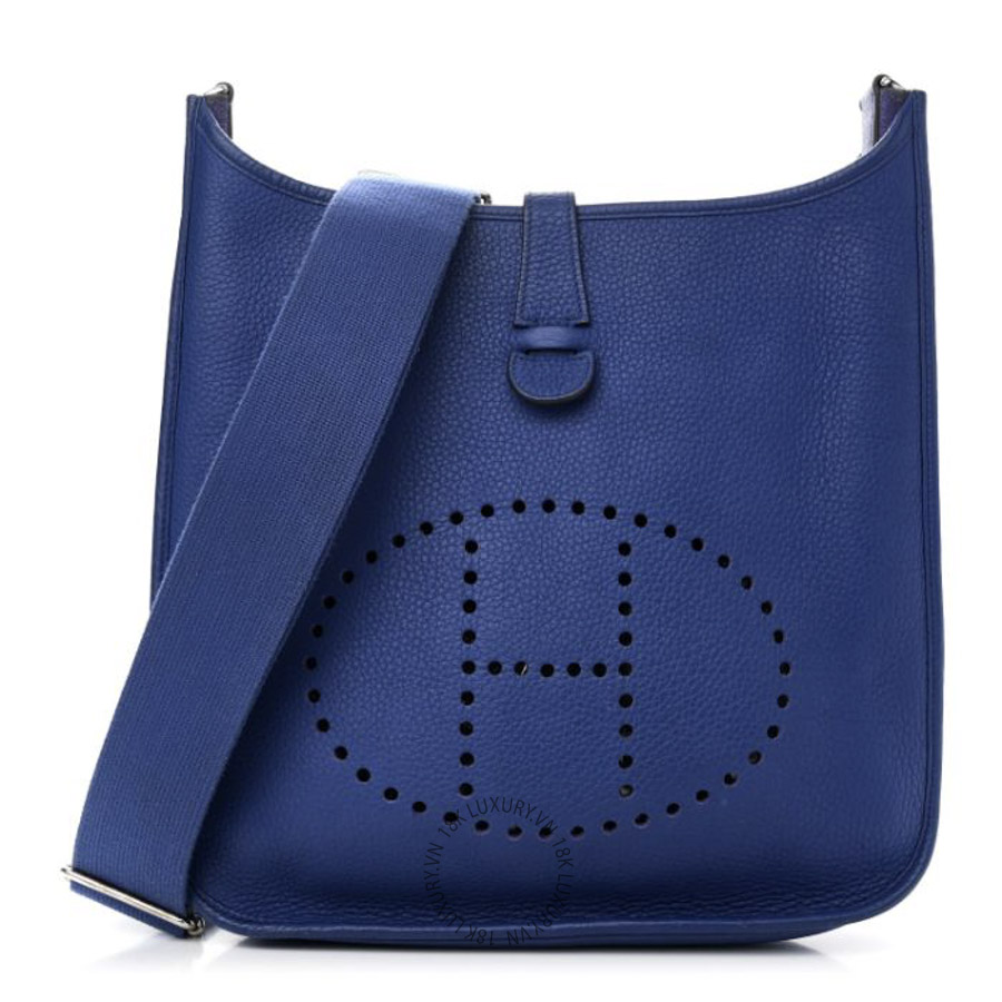 Túi Đeo Chéo Hermes Taurillon Clemence EVELYNE III GM Bleu Electrique TMH220