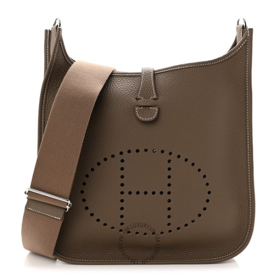 Túi Đeo Chéo Hermes Taurillon Clemence Evelyne III PM Etoupe TMH408