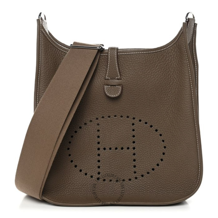 Túi Đeo Chéo Hermes Taurillon Clemence Evelyne III PM Etoupe TMH450