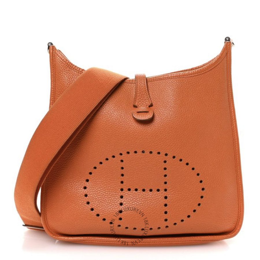 Túi Đeo Chéo Hermes Taurillon Clemence Evelyne III PM Orange TMH194