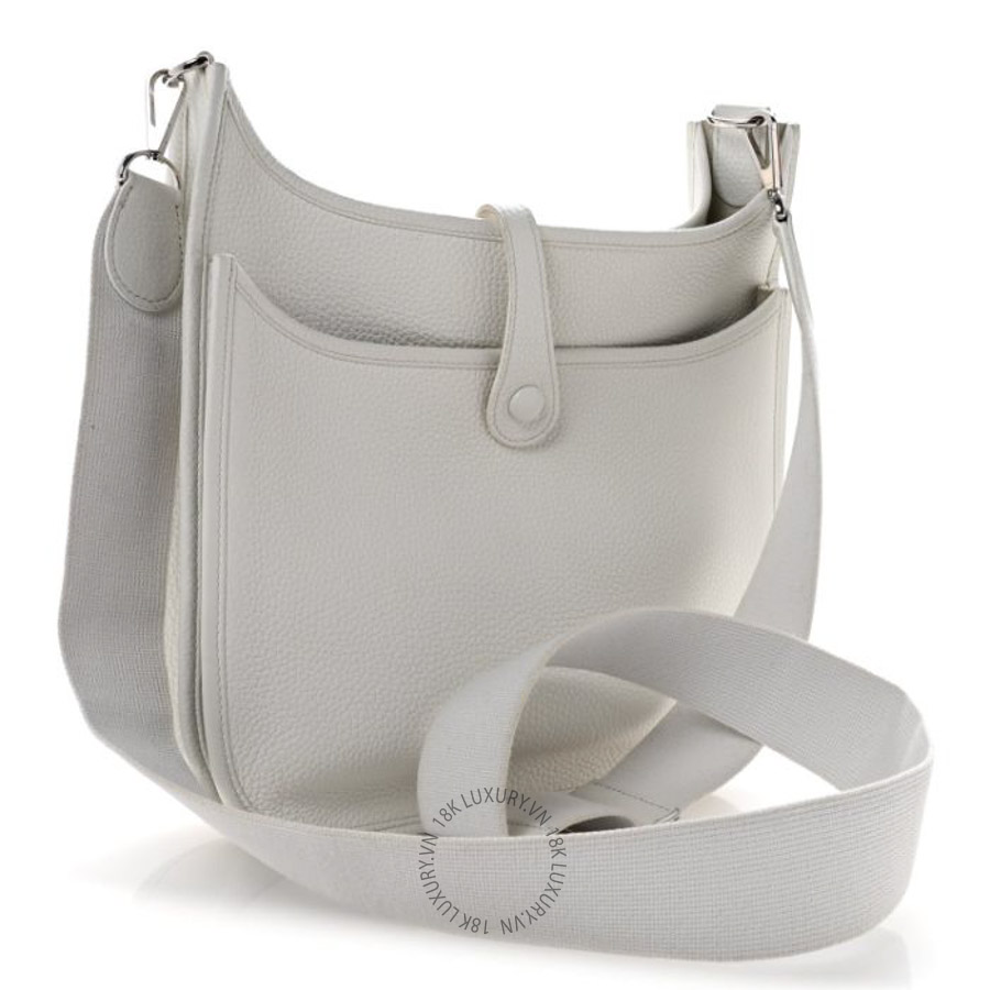 Túi đeo chéo Hermes Taurillon Clemence EVELYNE III PM White HMT009