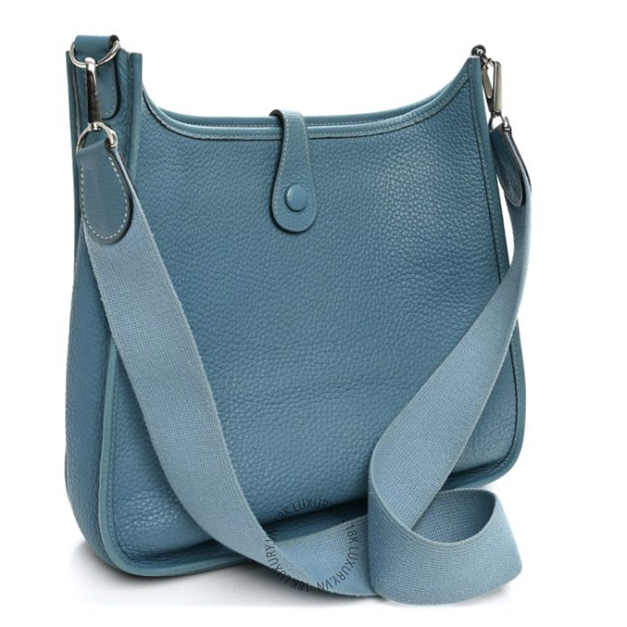 Túi Đeo Chéo Hermes Taurillon Clemence Evelyne PM Blue Jean TMH233
