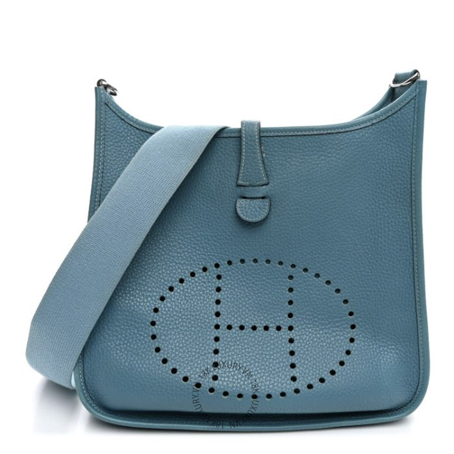 Túi Đeo Chéo Hermes Taurillon Clemence Evelyne PM Blue Jean TMH233