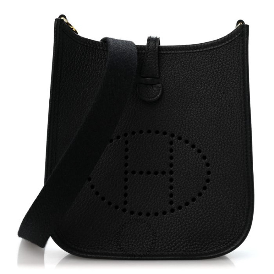 Túi Đeo Chéo Hermes Taurillon Clemence Evelyne TPM Black TMH042