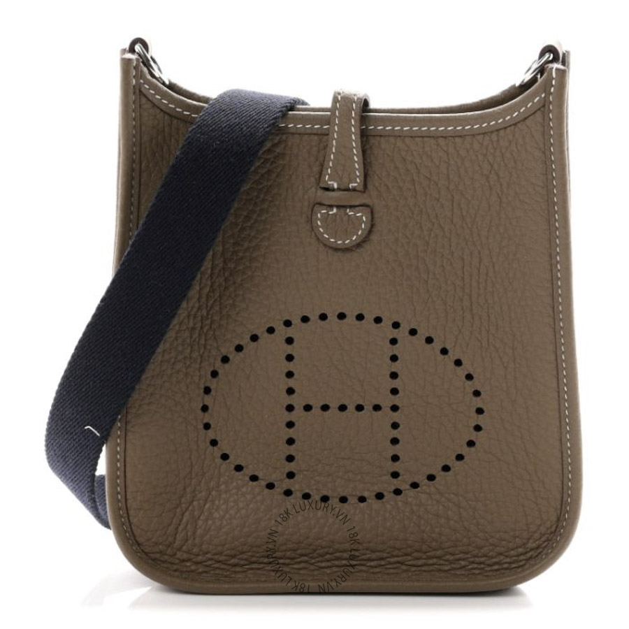 Túi Đeo Chéo Hermes Taurillon Clemence Evelyne TPM Etoupe Bleu Indigo TMH456