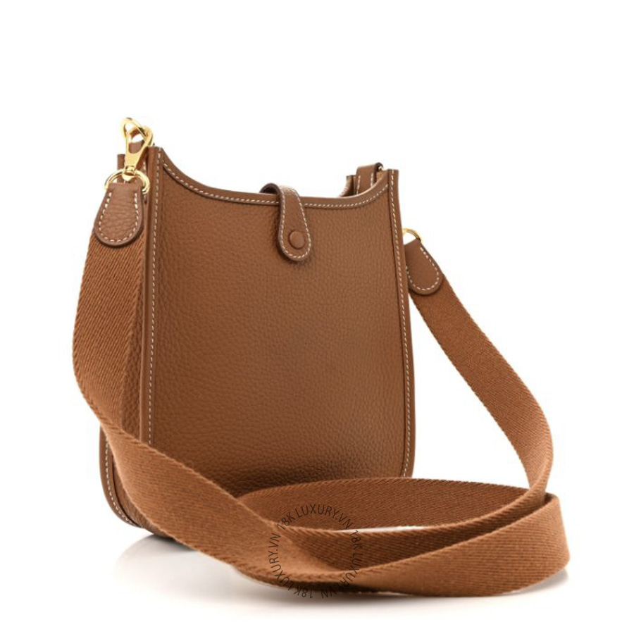 Túi Đeo Chéo Hermes Taurillon Clemence Evelyne TPM Gold TMH192