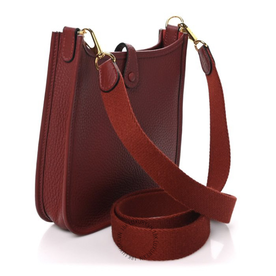 Túi Đeo Chéo Hermes Taurillon Clemence Evelyne TPM Rouge H TMH063