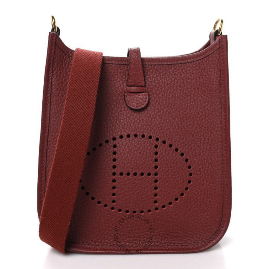 Túi Đeo Chéo Hermes Taurillon Clemence Evelyne TPM Rouge H TMH063